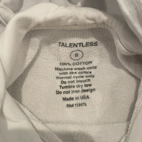TALENTLESS White Please Wash Your Hands Hoodie Logo Graphic Sweatshirt SMALL - Picture 3 of 4